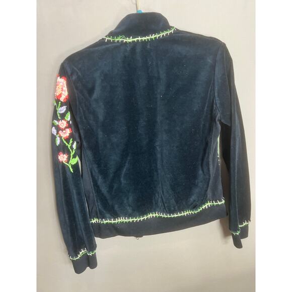 Oliver Escio Black Suede Jacket Floral VTG Fairy Coquette Y2K Rose Comfort Y2K - Picture 2 of 10